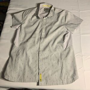 Men's Short-Sleeve Button-Up Shirt - Light Gray with Subtle Pattern
